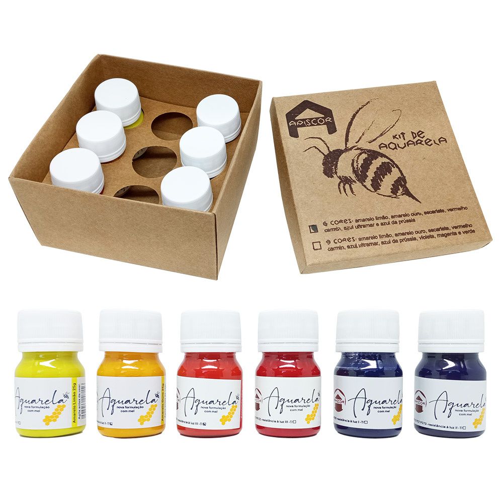 Kit de Aquarela 25g Apiscor - 6 Cores